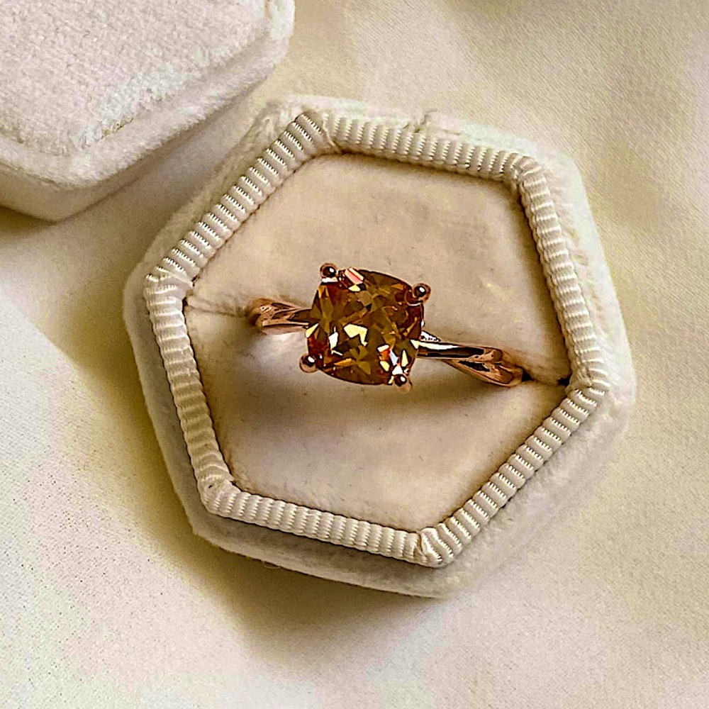 Champagne sapphire  rose gold ring